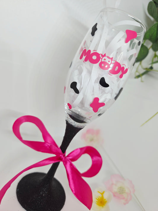 Moody Cow Design Glitter Prosecco Glass