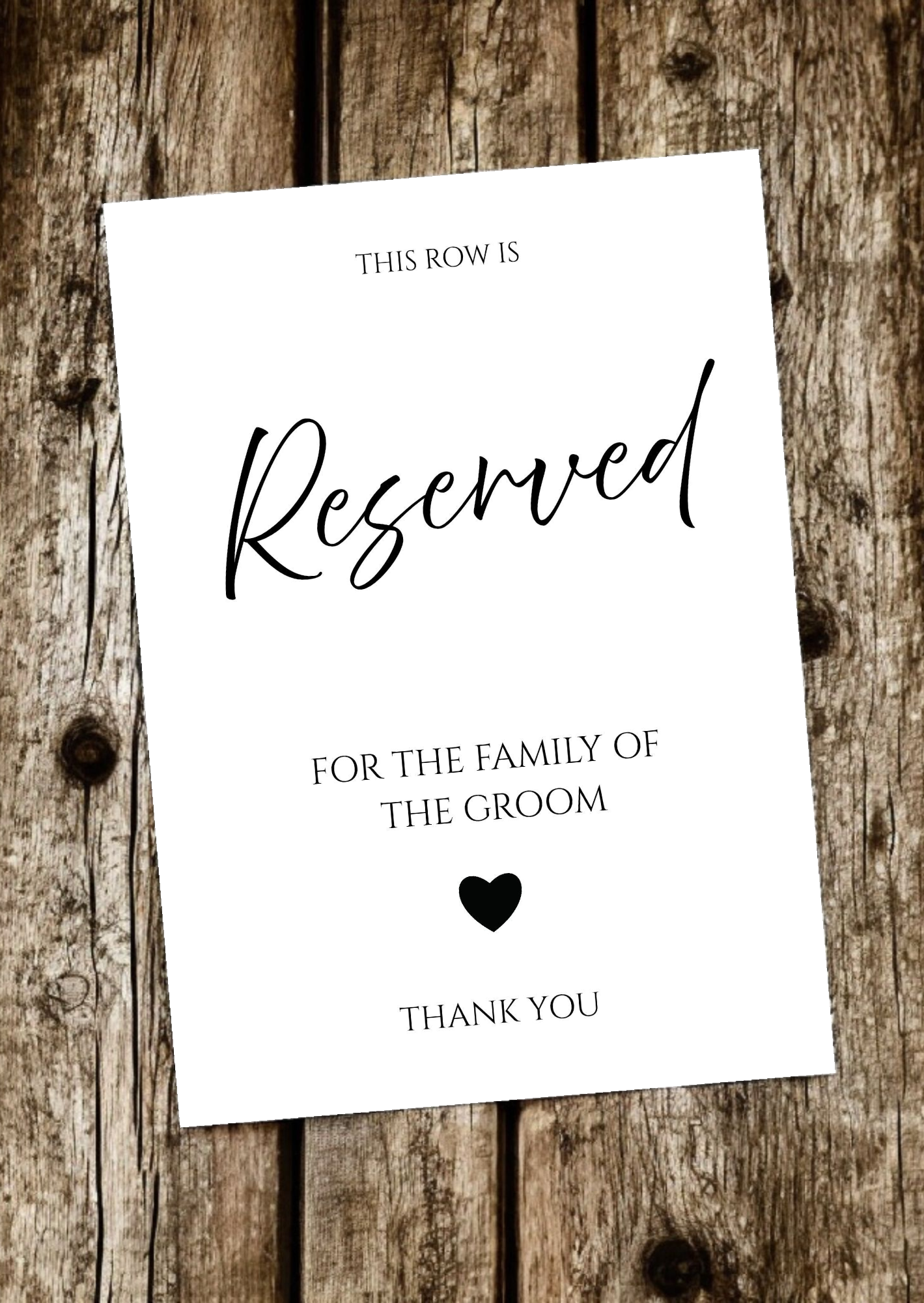 Wedding Reserved Seating Signs For Bride & Grooms Family