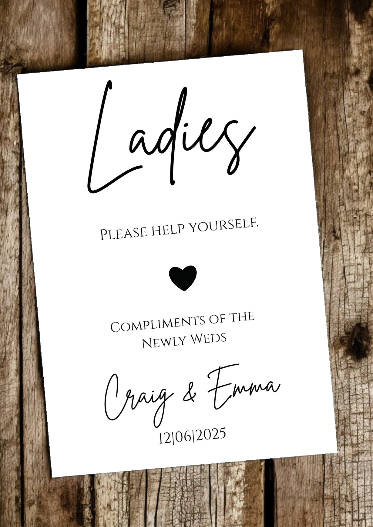 Wedding Bathroom A6 Minimalist Modern Signs