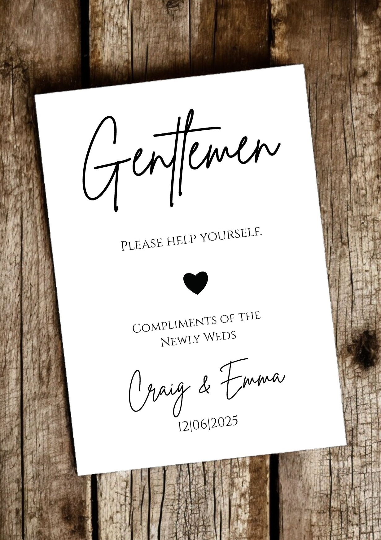 Wedding Bathroom A6 Minimalist Modern Signs