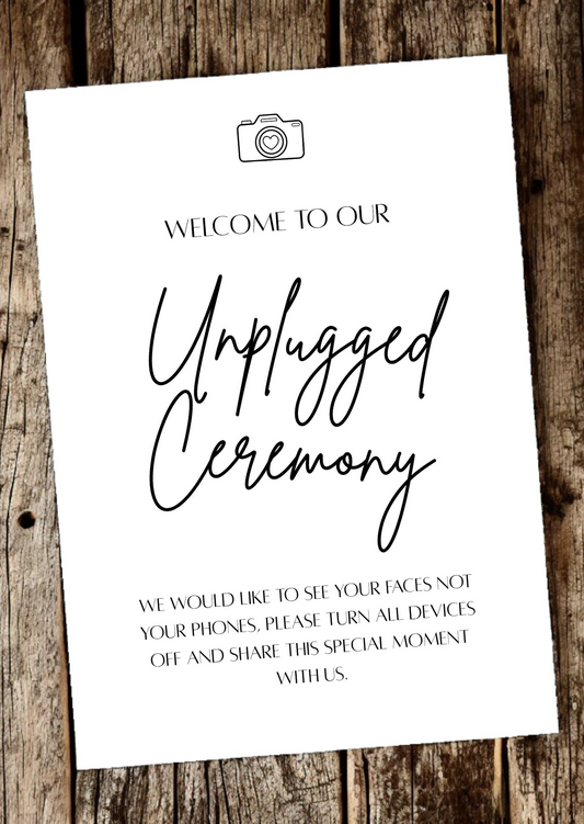 Unplugged Ceremony A4 Wedding Print