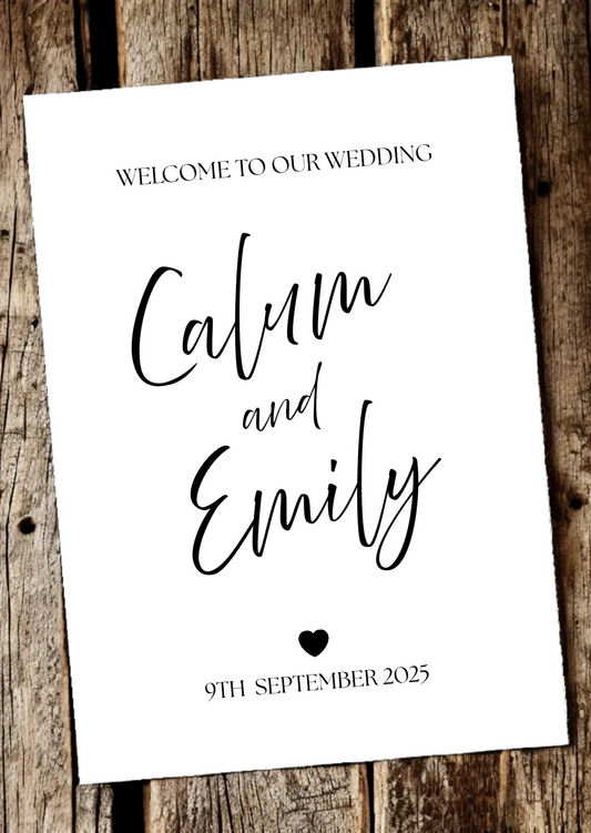 Minimalist Welcome To Our Wedding A4 Print