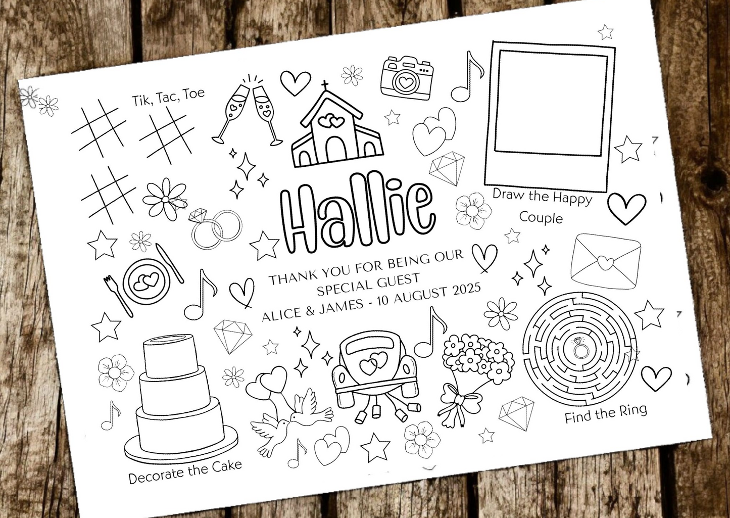 Personalised Kids Colouring In Activity Sheets