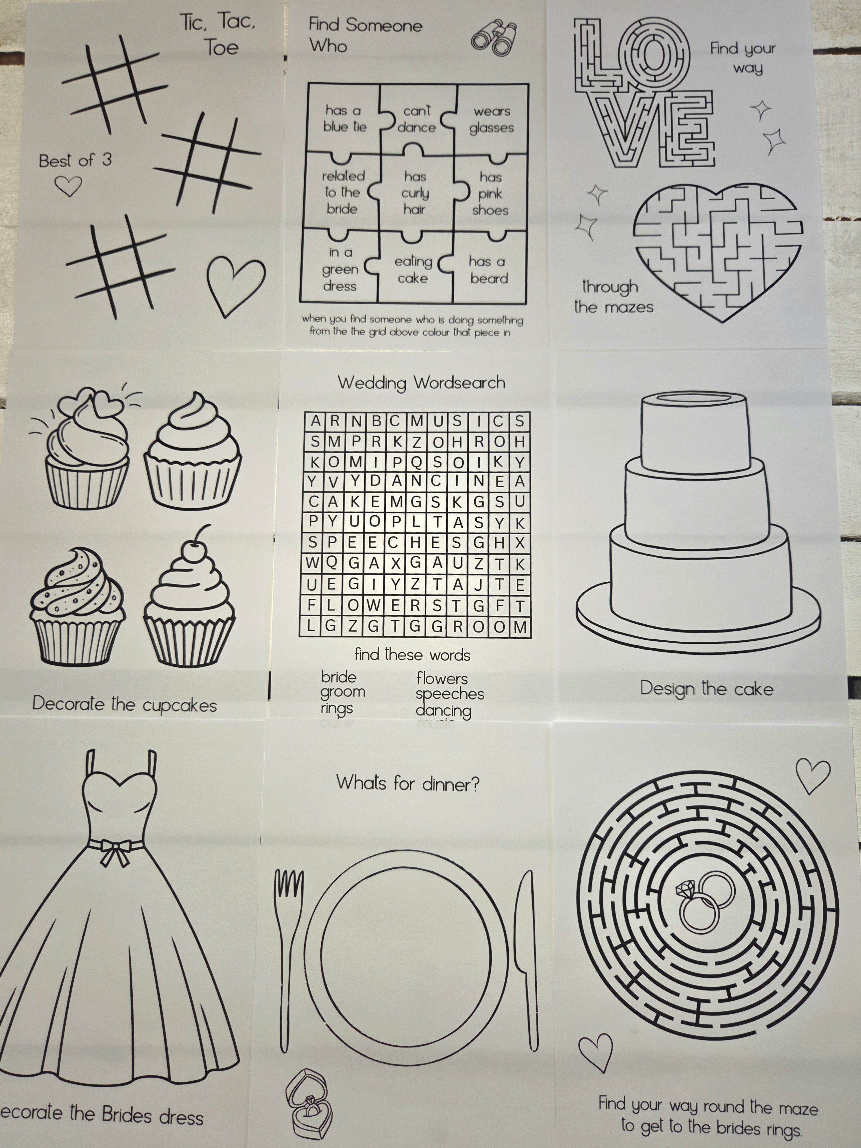 Digital Download Childrens Wedding Activity Book
