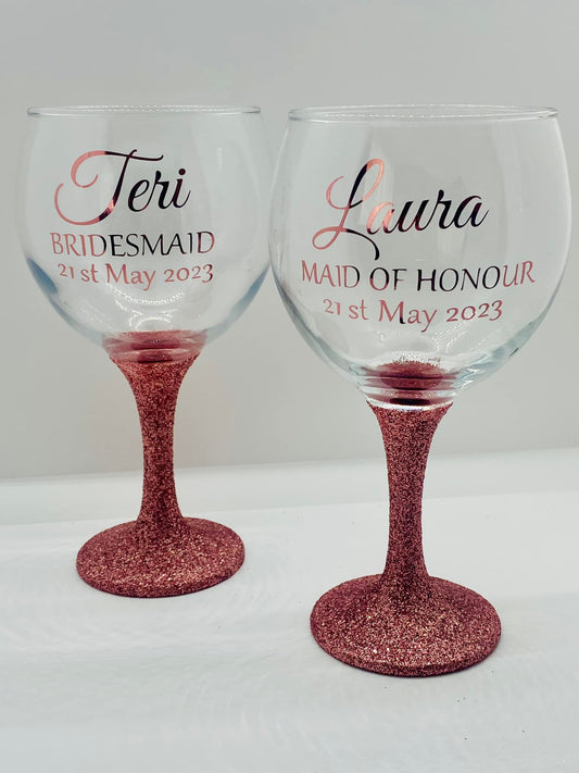Bridesmaid Proposal Glitter Gin Glass
