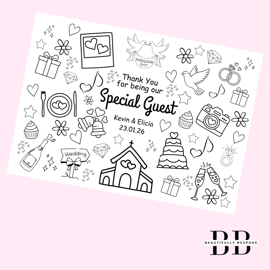 Personalised Wedding Busy Colouring In Sheet