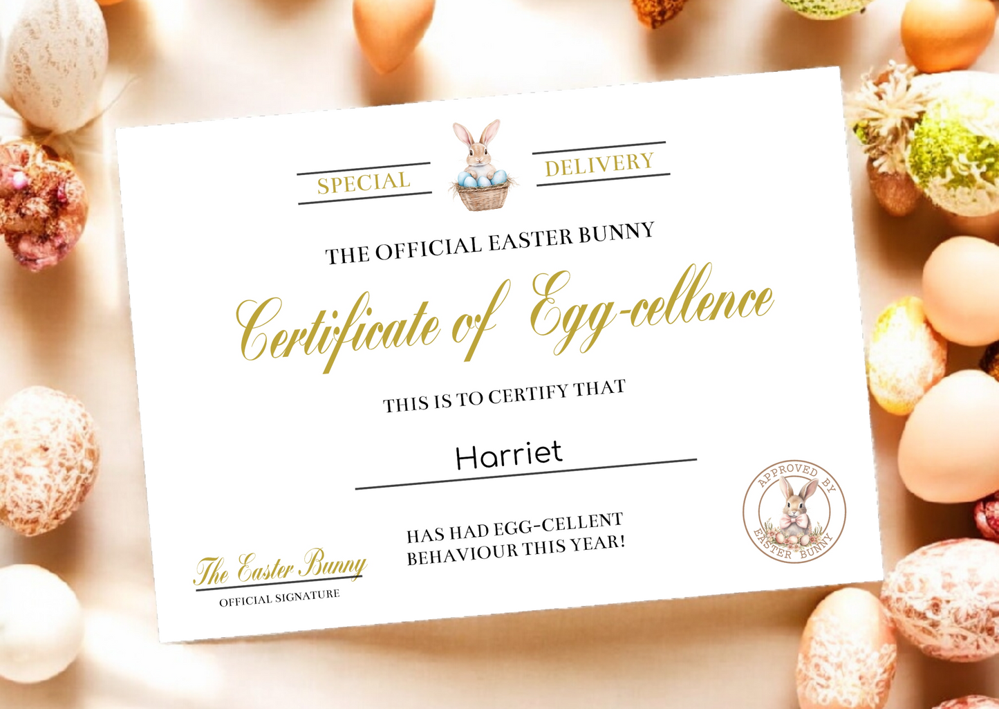 Easter Bunny Certificate of Egg-cellence Digital Download