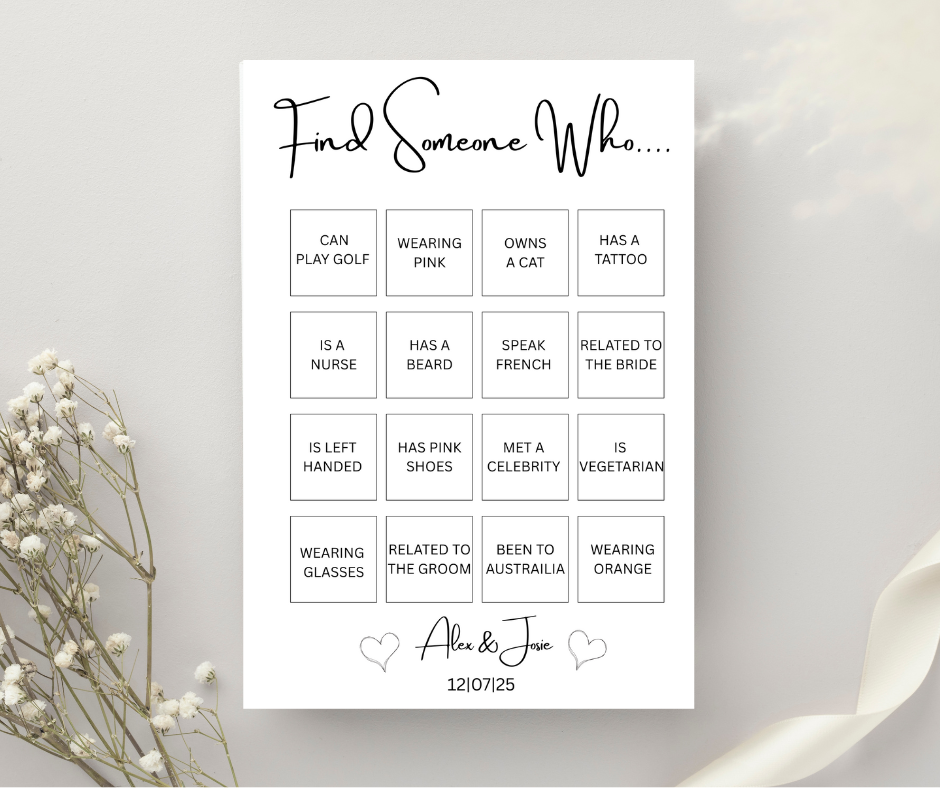 Find Some Who Personalised Wedding Game Pack of 10