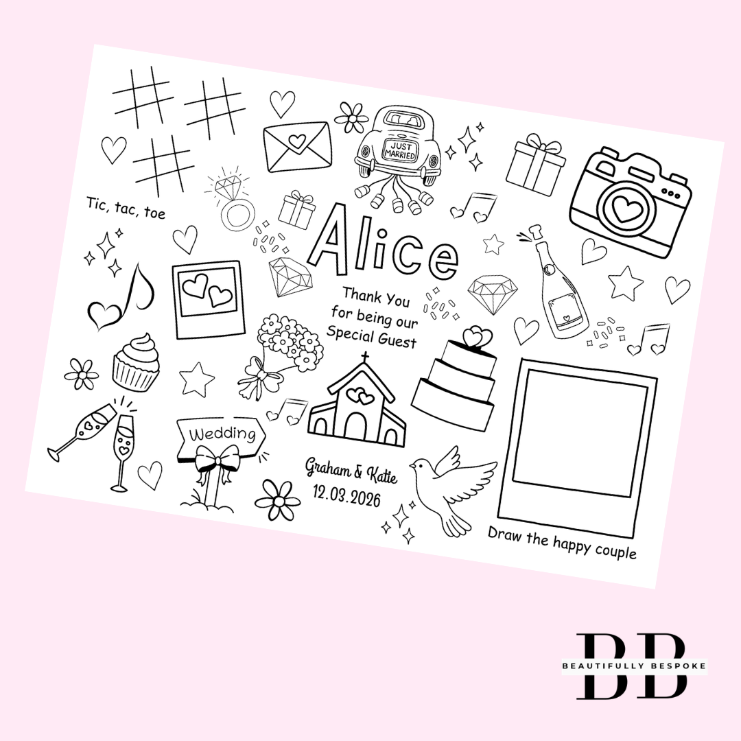 Personalised Wedding Busy Colouring In Sheet