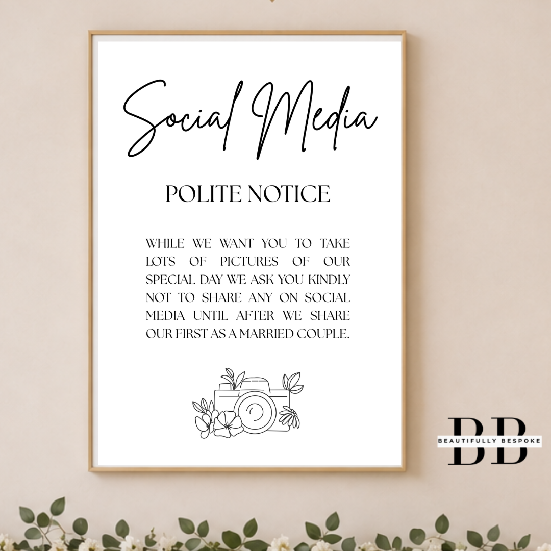Social Media Wedding Sign Digital Download