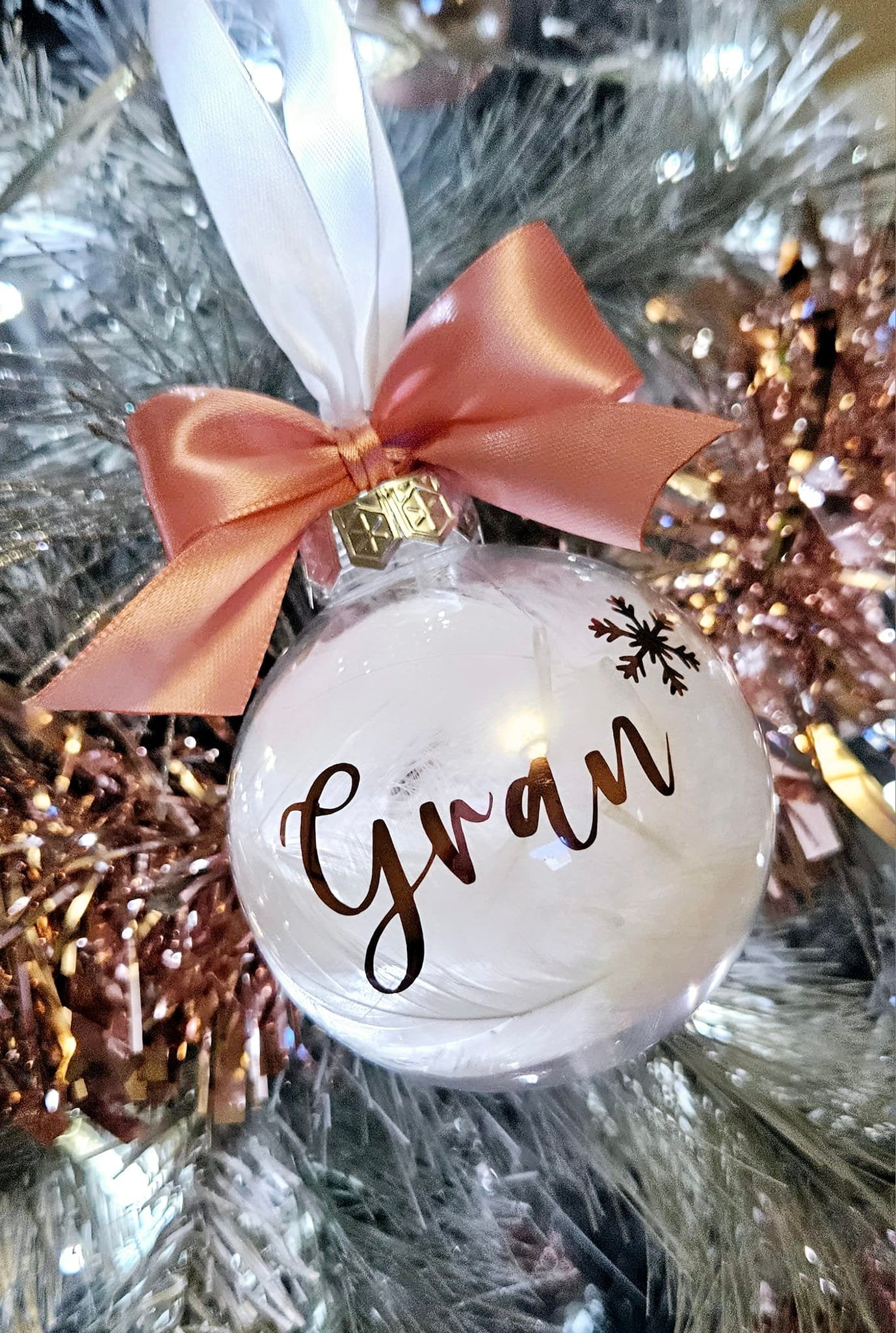 Feather Filled Christmas Tree Decoration