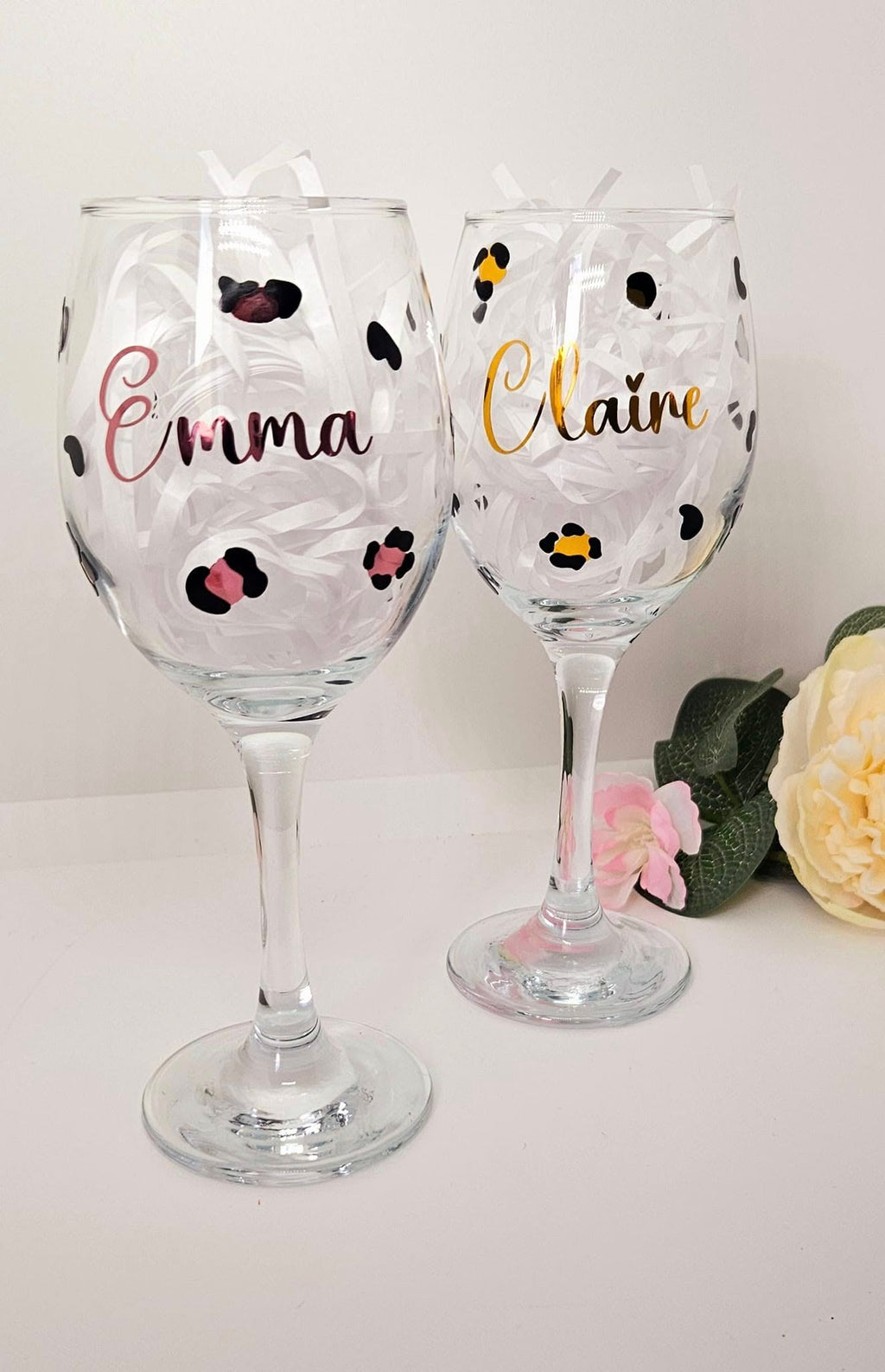 Leopard Print Design Personalised Wine Glass