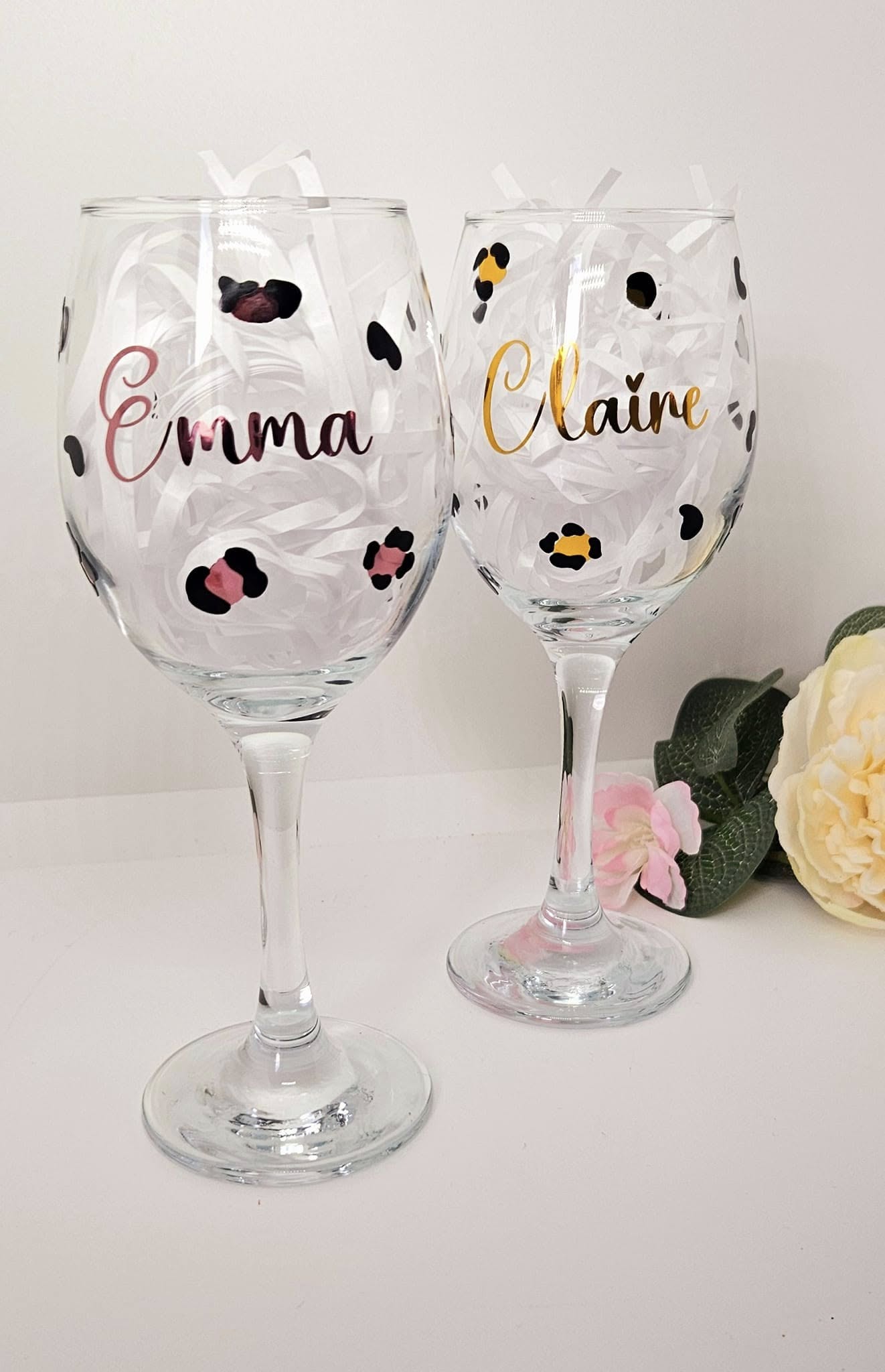 Leopard Print Personalised Wine Glass