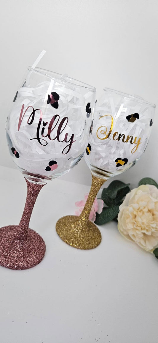 Leopard Print Personalised Wine Glass