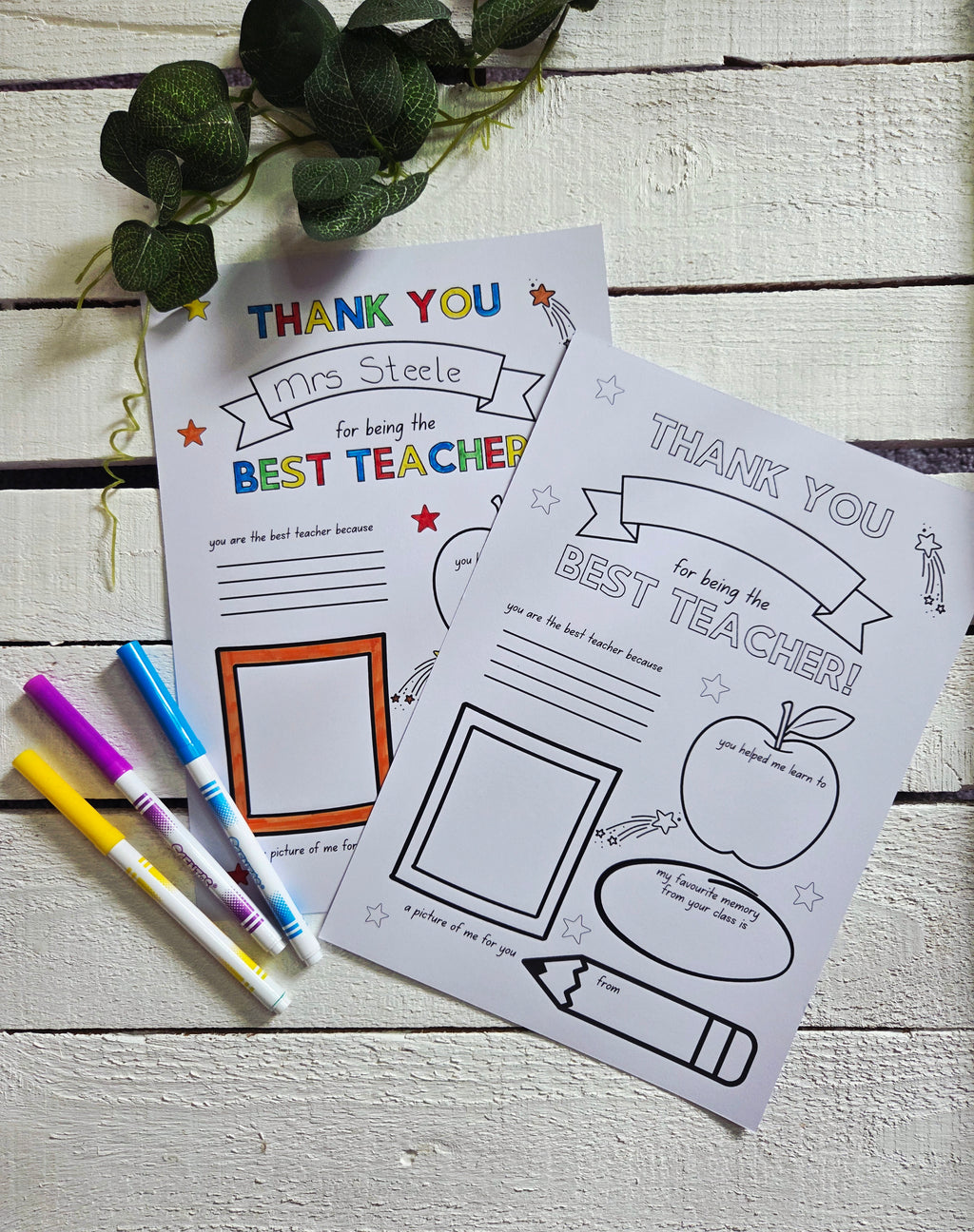 Thank You Teacher Colouring In Memory Print