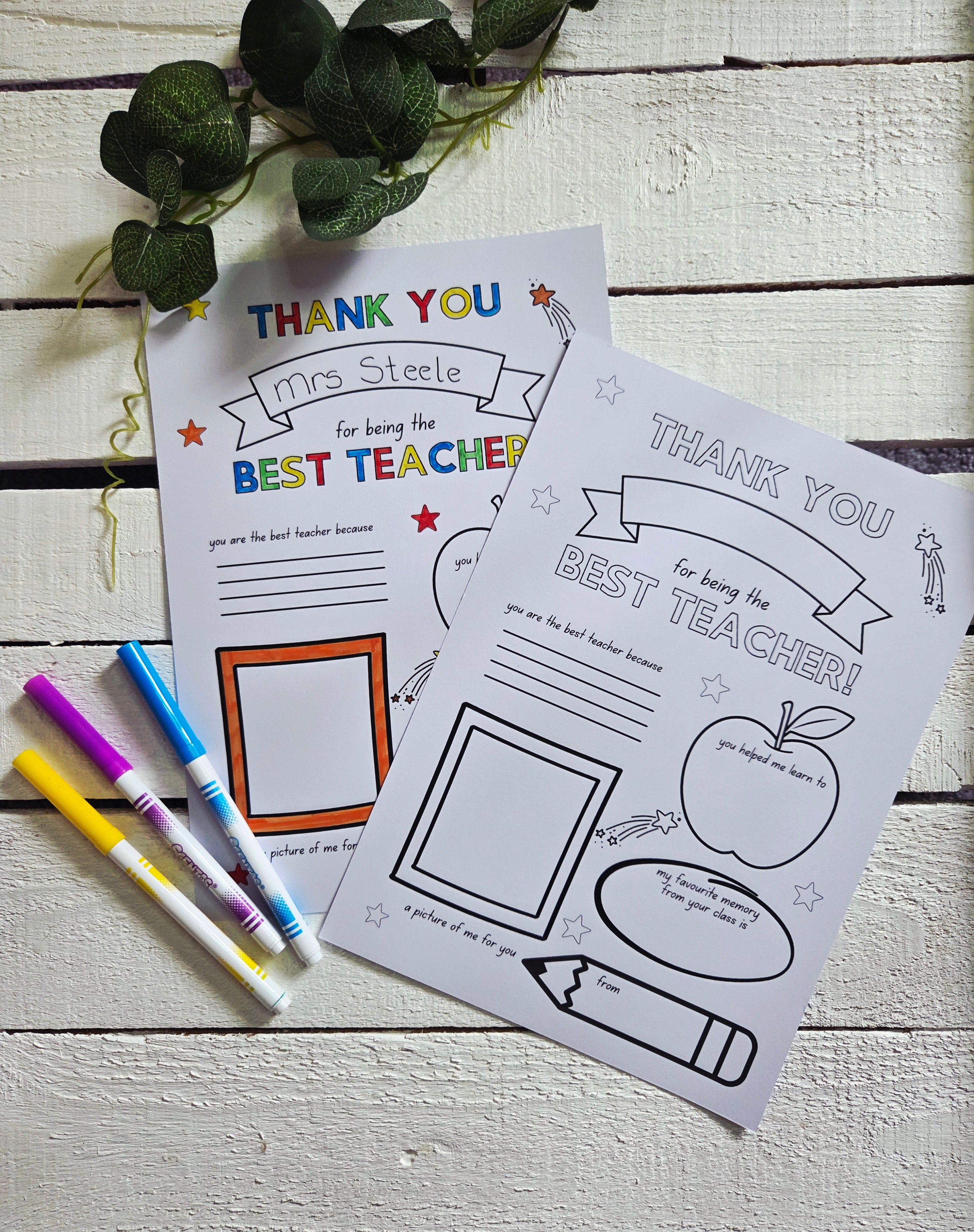 Thank You Teacher Colouring In Memory Print