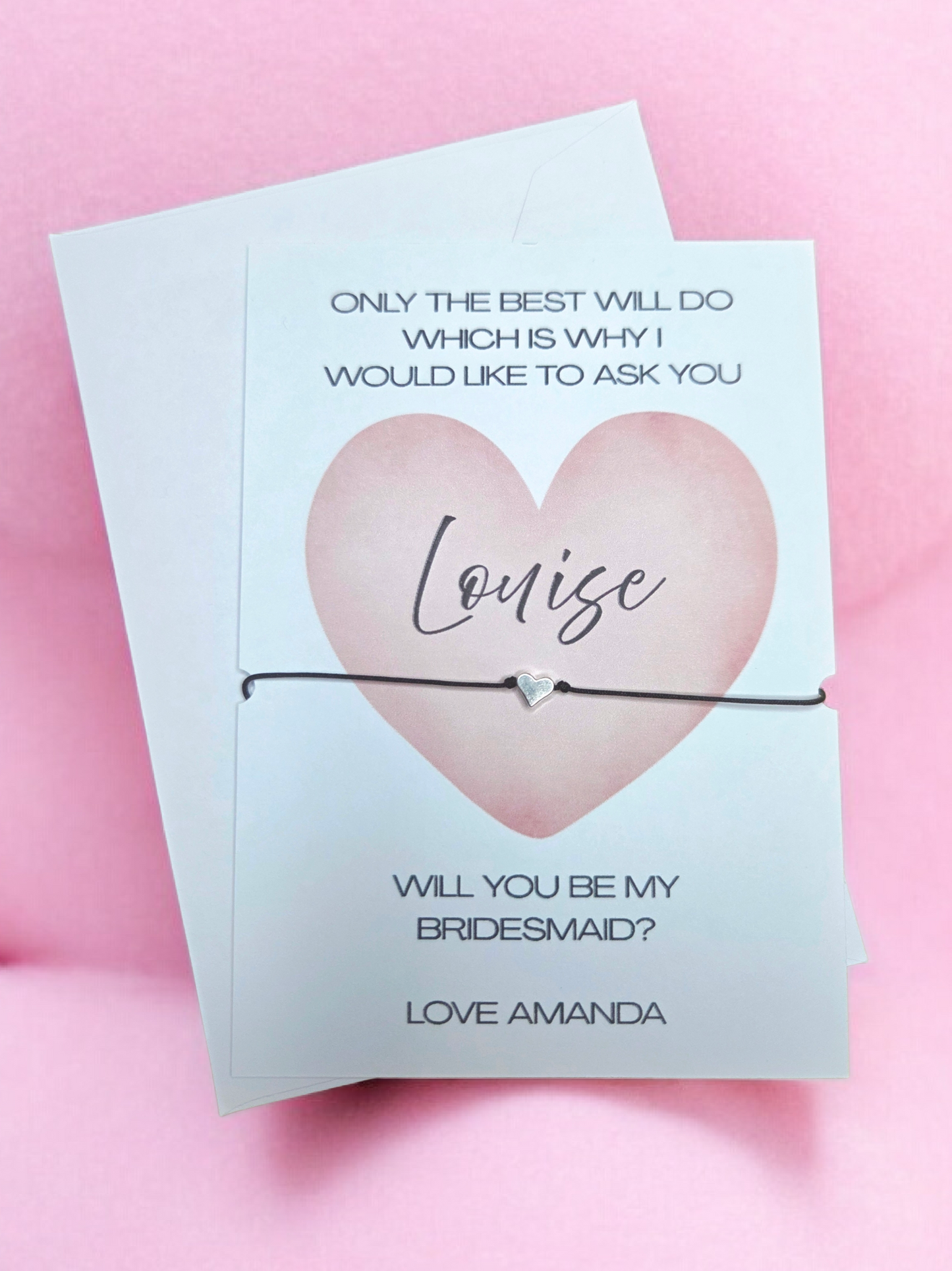 Heart Design Bridesmaid Proposal Wish Bracelet