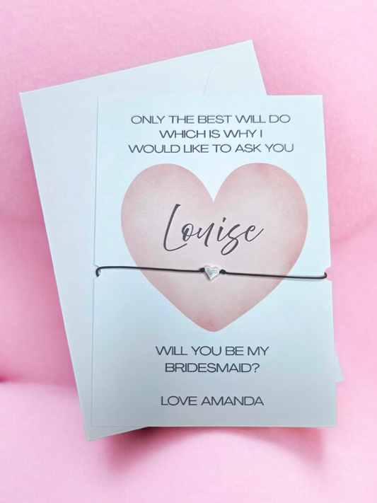 Heart Design Bridesmaid Proposal Wish Bracelet