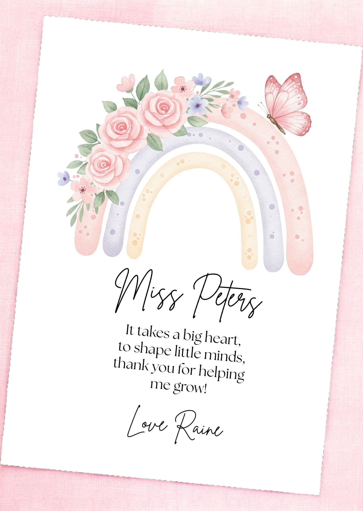 Rainbow Teacher Thank You Print